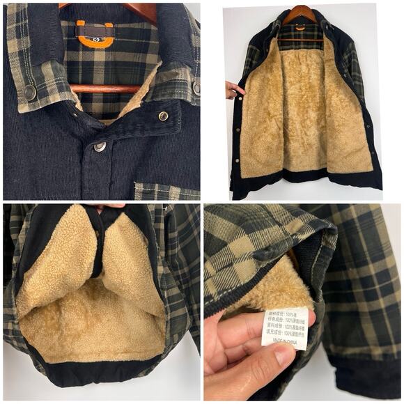 Niumike Men’s Outdoor Vintage 52 Plaid Flannel Button Down Shirt Jacket - Picture 3 of 11